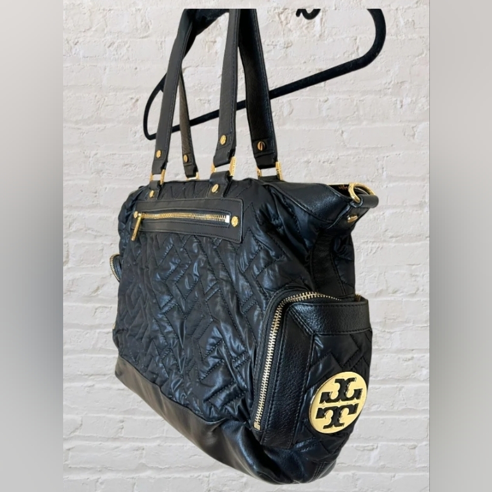Tory Burch Black Quilted Diaper Bag